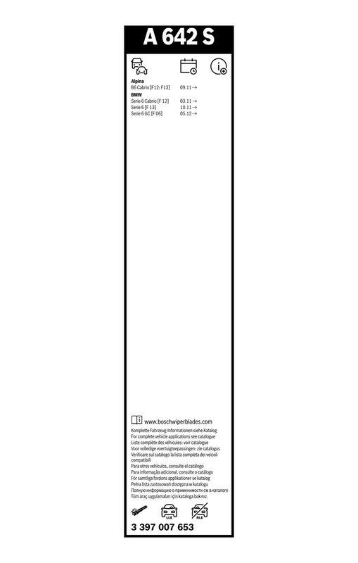 BOSCH 3 397 007 653 Wischblatt A642S Aerotwin Scheibenwischer 650/425 mm