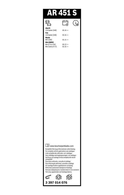 BOSCH 3 397 014 076 Wischblatt AR451S Aerotwin Retrofit Scheibenwischer 450/475 mm