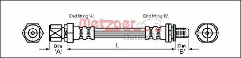 METZGER 4114730 Bremsschlauch f&uuml;r OPEL HA links/rechts