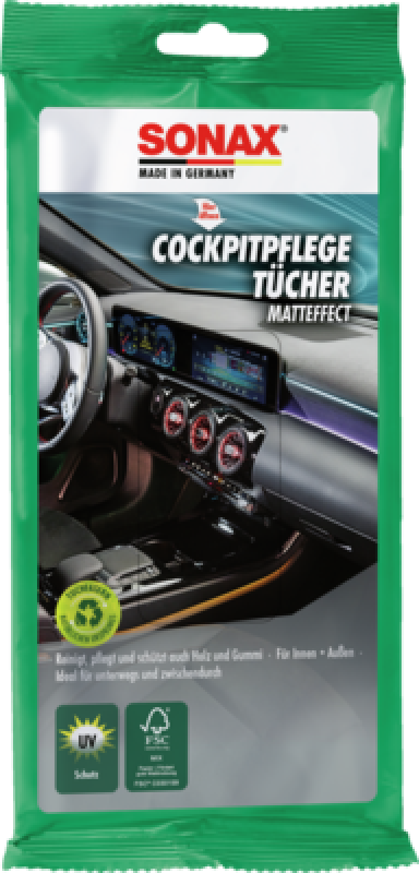 SONAX 04158000 Cockpitpflegetücher Matteffect 10 Stück