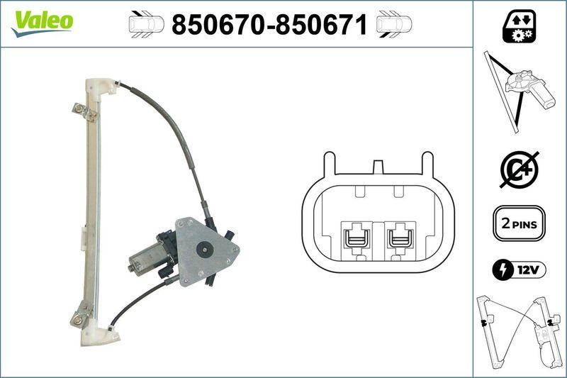 VALEO 850670 Fensterheber hinten links PEUGEOT 406