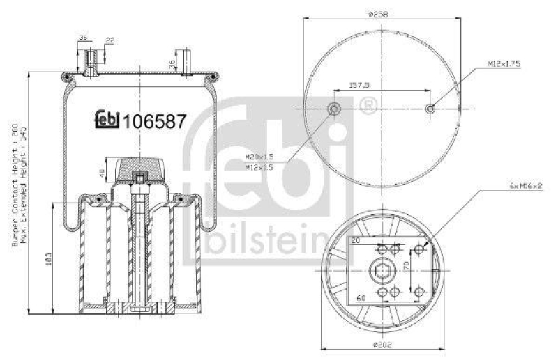 FEBI BILSTEIN 106587 Luftfederbalg mit Kunststoffkolben