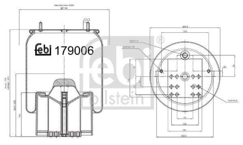 FEBI BILSTEIN 179006 Luftfederbalg mit Kunststoffkolben