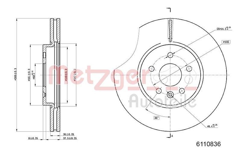 METZGER 6110836 Bremsscheibe Lack/Ks/Ms f&uuml;r CHEVROLET VA