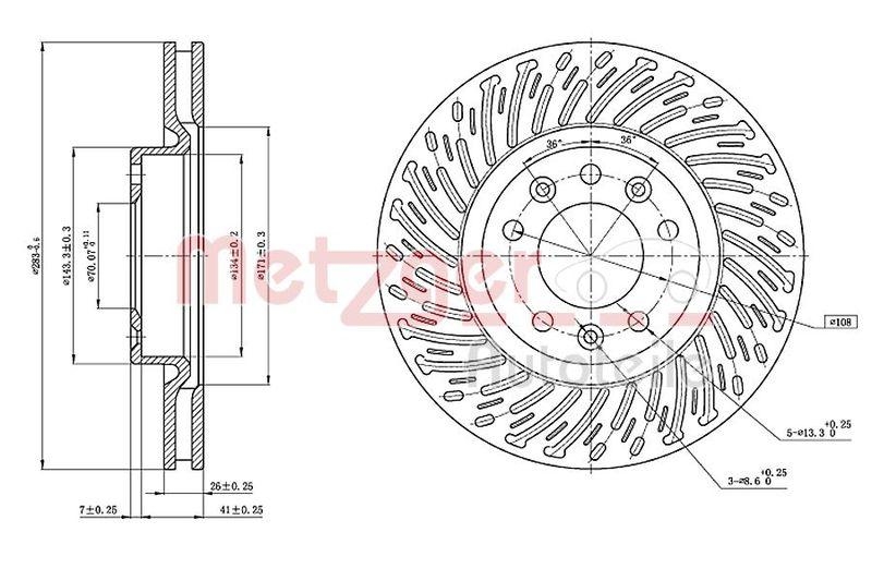METZGER 6110839 Bremsscheibe Lack/Ks/Ms f&uuml;r CITROEN VA