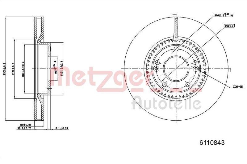 METZGER 6110843 Bremsscheibe Lack/Ks/Ms f&uuml;r HYUNDAI VA