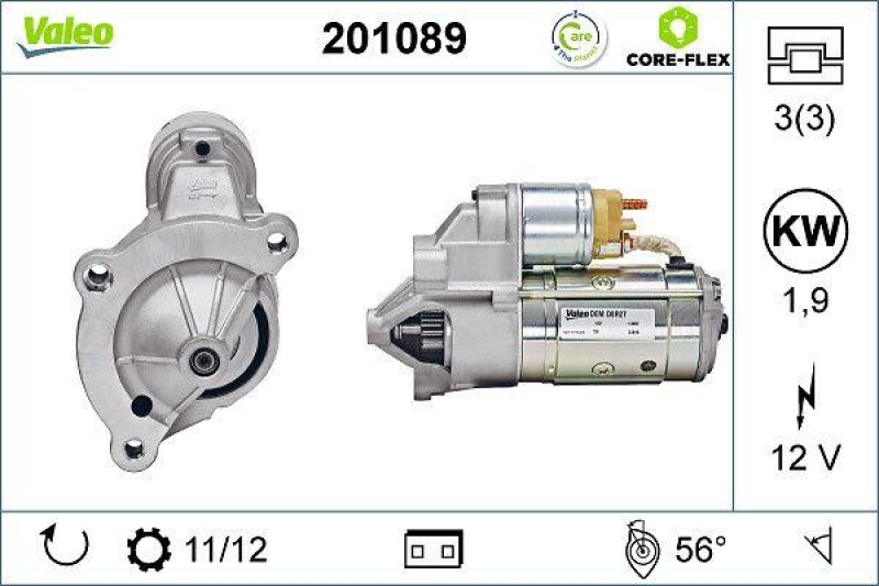 VALEO 201089 Starter - CORE-FLEX - CITROEN C4