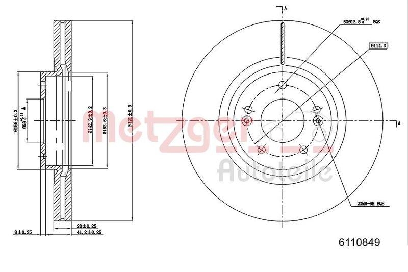 METZGER 6110849 Bremsscheibe Lack/Ks/Ms f&uuml;r HYUNDAI VA