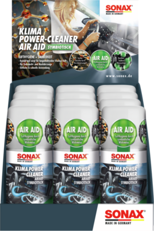 SONAX 03231000 Klima Power Cleaner Air Aid symbiotisch Thekendisplay 100ml
