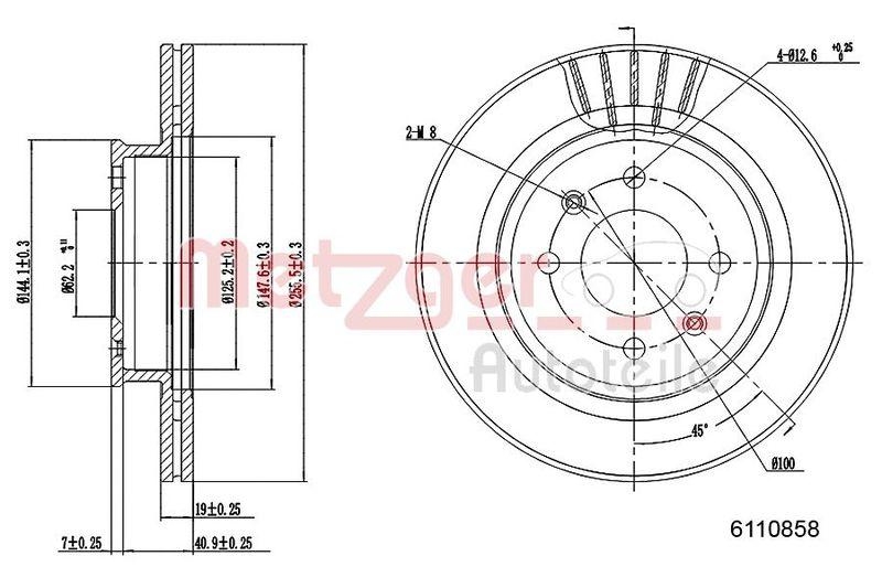 METZGER 6110858 Bremsscheibe Lack/Ks f&uuml;r HYNUDAI VA links/rechts