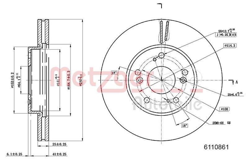 METZGER 6110861 Bremsscheibe Lack/Ks f&uuml;r HONDA VA links/rechts