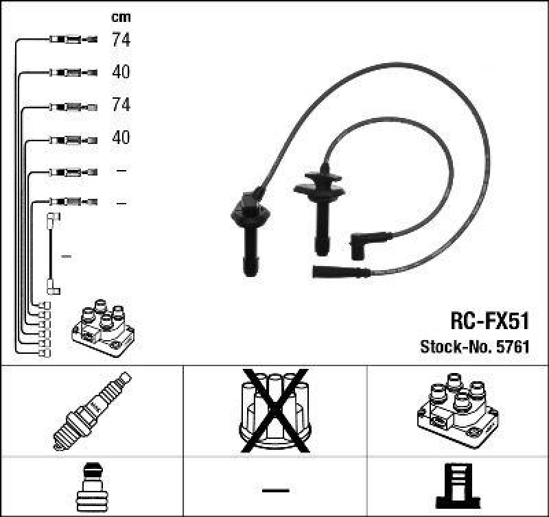 NGK 5761 Z&uuml;ndleitungssatz RC-FX51 |Z&uuml;ndkabel