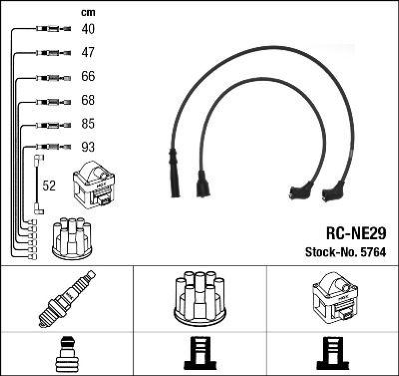 NGK 5764 Z&uuml;ndleitungssatz RC-NE29 |Z&uuml;ndkabel