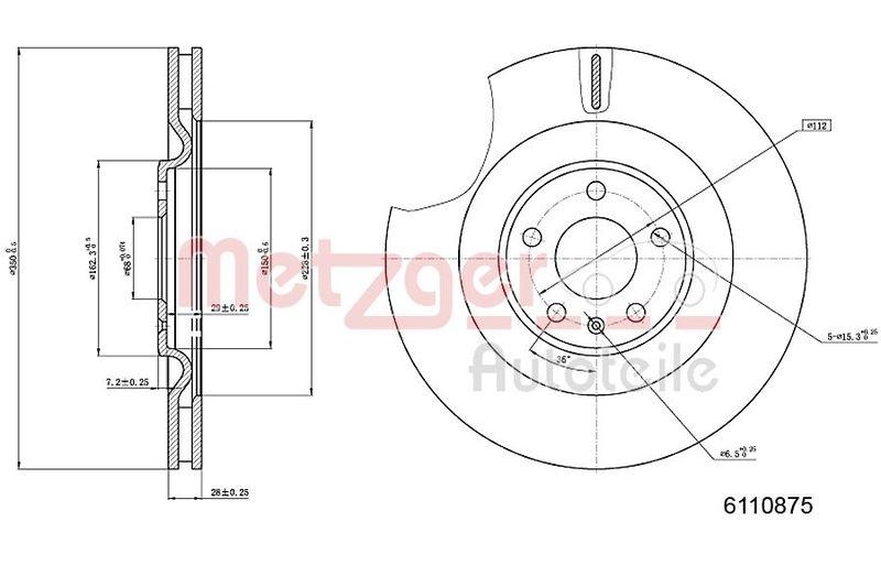 METZGER 6110875 Bremsscheibe Lack/Ks/Ms/Hc f&uuml;r AUDI HA