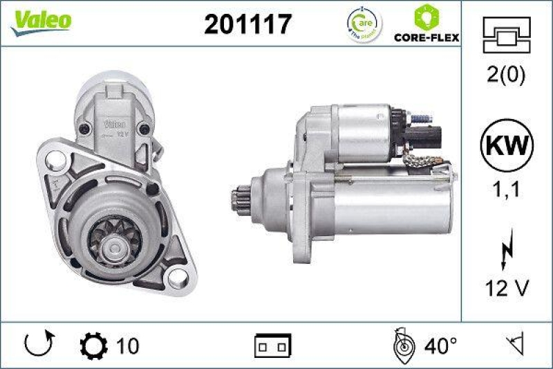 VALEO 201117 Starter - CORE-FLEX - AUDI A3