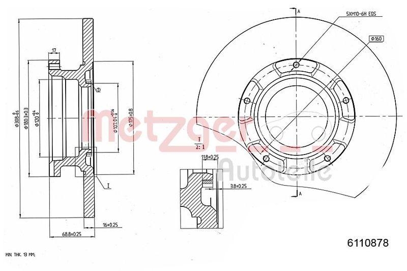 METZGER 6110878 Bremsscheibe Lack/Ks f&uuml;r FORD HA