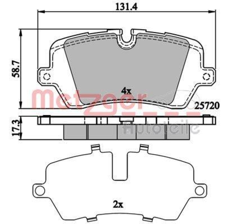 METZGER 1170902 Bremsbelagsatz, Scheibenbremse WVA 25 720