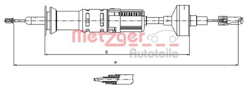 METZGER 10.3412 Seilzug, Kupplungsbetätigung für VW/SEAT