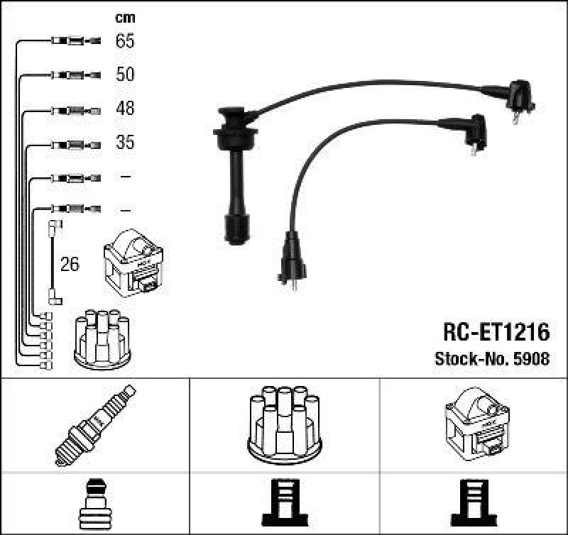 NGK 5908 Z&uuml;ndleitungssatz RC-ET1216 |Z&uuml;ndkabel