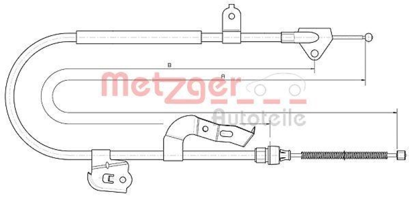 METZGER 10.4510 Seilzug, Feststellbremse f&uuml;r CITROEN/PEUGEOT/TOYOTA hinten rechts