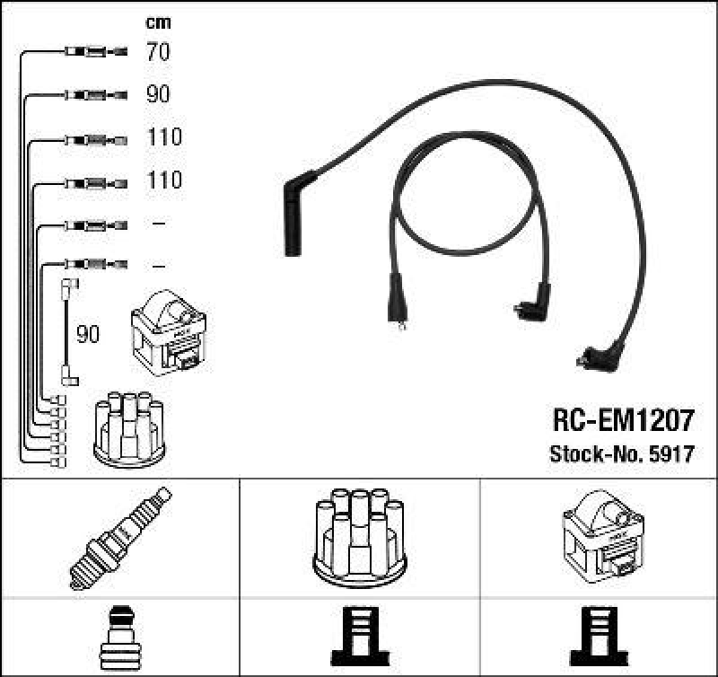 NGK 5917 Z&uuml;ndleitungssatz RC-EM1207 |Z&uuml;ndkabel