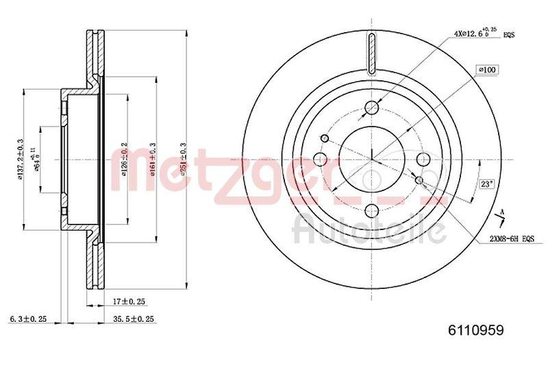 METZGER 6110959 Bremsscheibe Lack/Ks f&uuml;r MITSUBISHI VA links/rechts