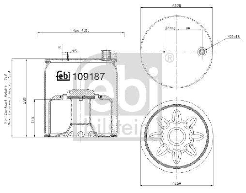 FEBI BILSTEIN 109187 Luftfederbalg mit Stahlkolben für Mercedes-Benz