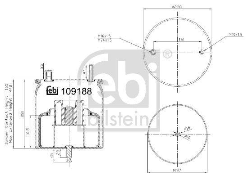 FEBI BILSTEIN 109188 Luftfederbalg mit Stahlkolben und Kolbenstange für RENAULT (RVI)