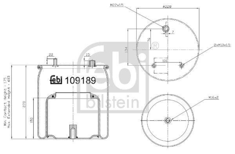 FEBI BILSTEIN 109189 Luftfederbalg mit Stahlkolben für DAF