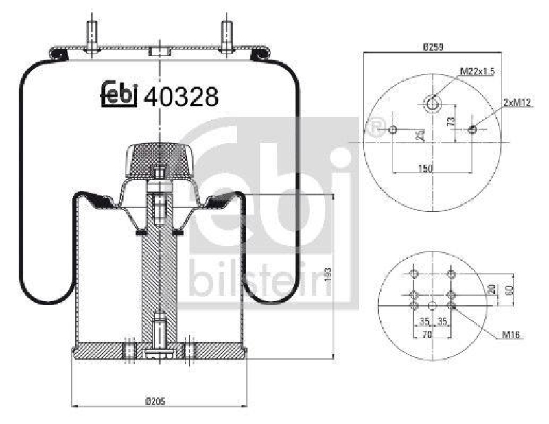 FEBI BILSTEIN 40328 Luftfederbalg mit Stahlkolben