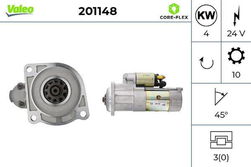 VALEO 201148 Starter - CORE-FLEX - RENAULT TRUCKS