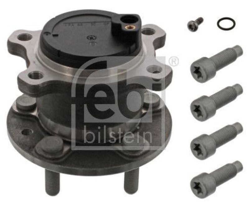 FEBI BILSTEIN 44890 Radlagersatz mit Radnabe, ABS-Impulsring und Befestigungsschrauben f&uuml;r Ford