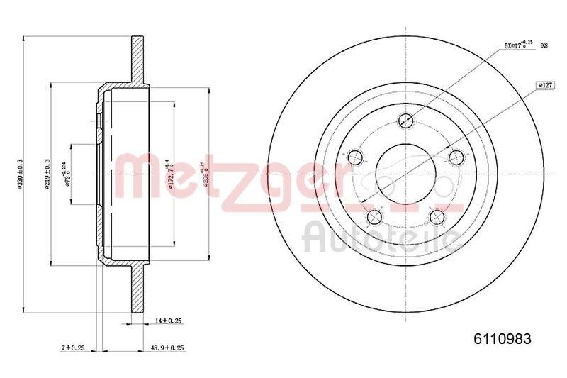 METZGER 6110983 Bremsscheibe Lack/Ks f&uuml;r DODGE/JEEP HA links/rechts