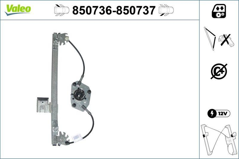 VALEO 850736 Fensterheber (o. Motor) hinten links FIAT CROMA