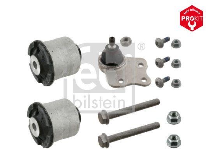 FEBI BILSTEIN 29195 Querlenkerlagersatz mit Anbaumaterial, Lager und Gelenk für Mercedes-Benz