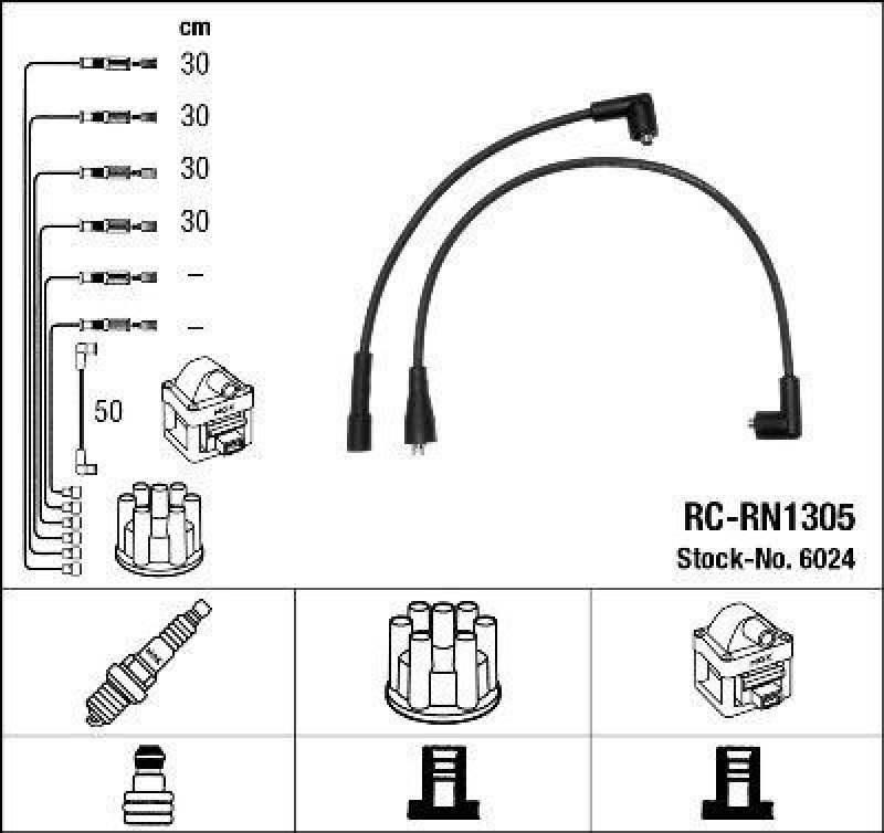 NGK 6024 Z&uuml;ndleitungssatz RC-RN1305 |Z&uuml;ndkabel
