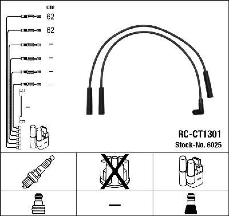 NGK 6025 Z&uuml;ndleitungssatz RC-CT1301 |Z&uuml;ndkabel