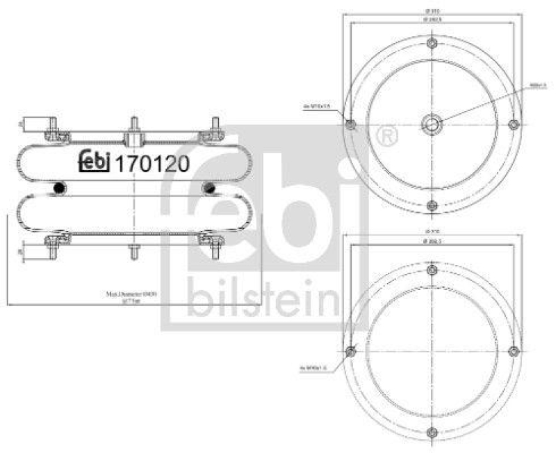 FEBI BILSTEIN 170120 Luftfederbalg für Liftachse für Sauer