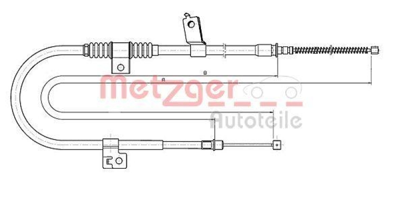 METZGER 17.2291 Seilzug, Feststellbremse f&uuml;r CITROEN/MITSUBISHI/PEUGEOT hinten rechts