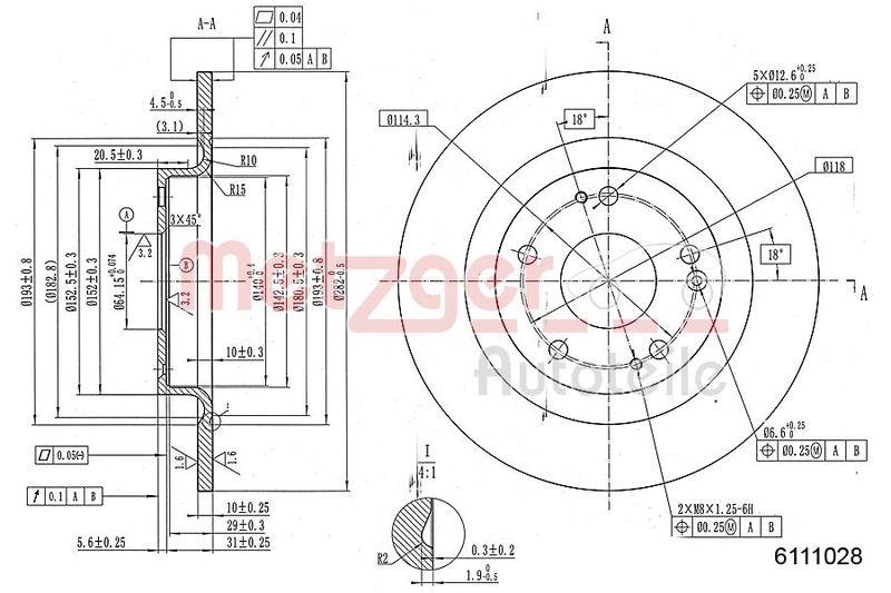 METZGER 6111028 Bremsscheibe Lack/Ks f&uuml;r HONDA HA links/rechts