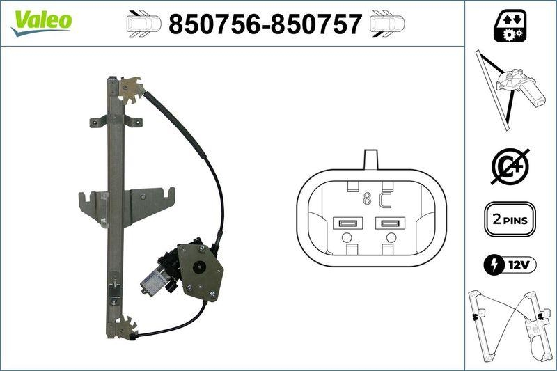 VALEO 850756 Fensterheber hinten links JEEP GRAND CHEROKEE
