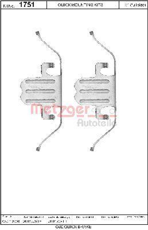 METZGER 109-1751 Zubehörsatz, Scheibenbremsbelag für BMW
