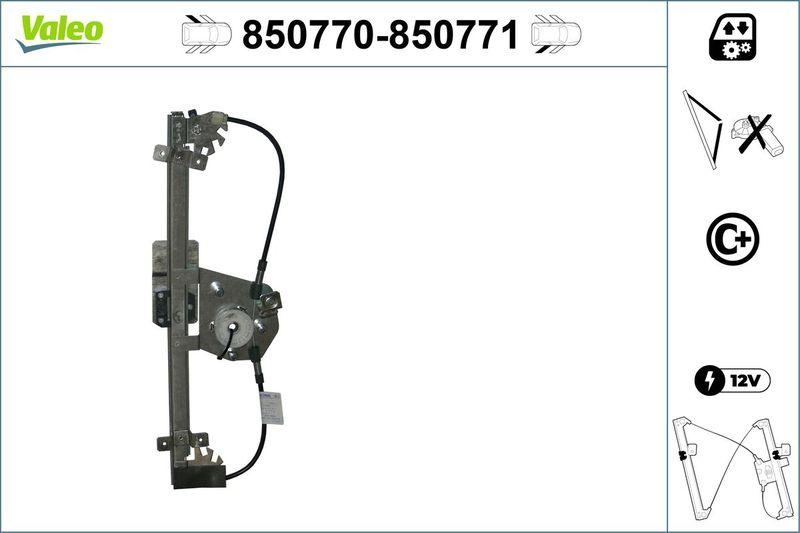 VALEO 850770 Fensterheber (ohne Motor) hinten links OPEL ASTRA