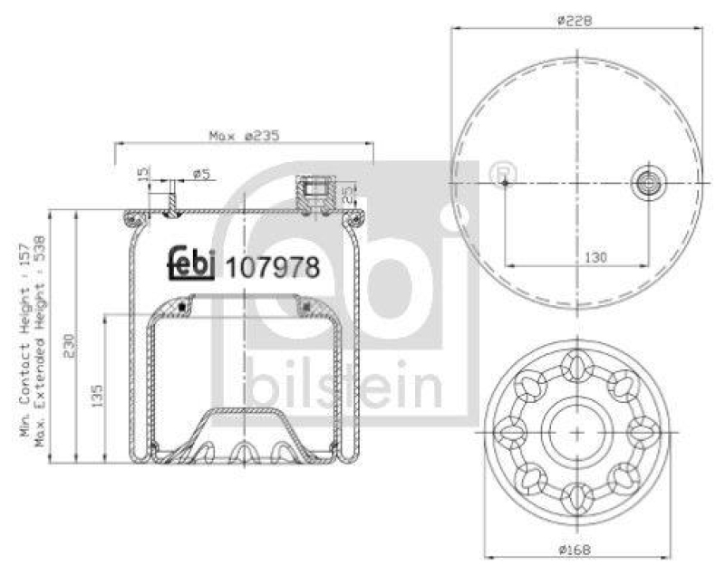 FEBI BILSTEIN 107978 Luftfederbalg mit Stahlkolben für Mercedes-Benz