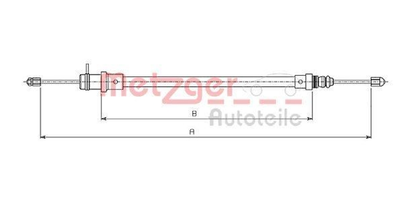 METZGER 491.1 Seilzug, Feststellbremse f&uuml;r CITROEN/FIAT/LANCIA/PEUGEOT vorne
