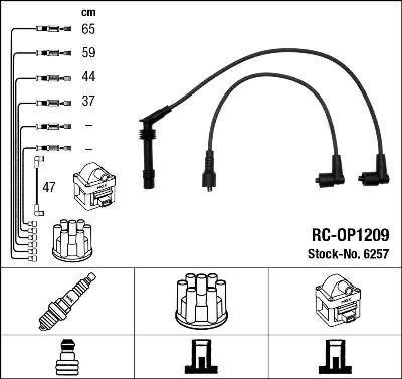 NGK 6257 Z&uuml;ndleitungssatz RC-OP1209 |Z&uuml;ndkabel