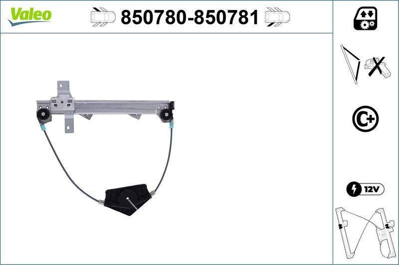 VALEO 850780 Fensterheber (o. Motor) hinten links PEUGEOT