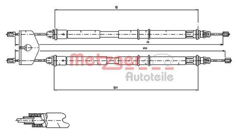METZGER 11.5453 Seilzug, Feststellbremse f&uuml;r FORD/MAZDA hinten