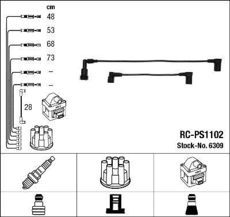 NGK 6309 Z&uuml;ndleitungssatz RC-PS1102 |Z&uuml;ndkabel