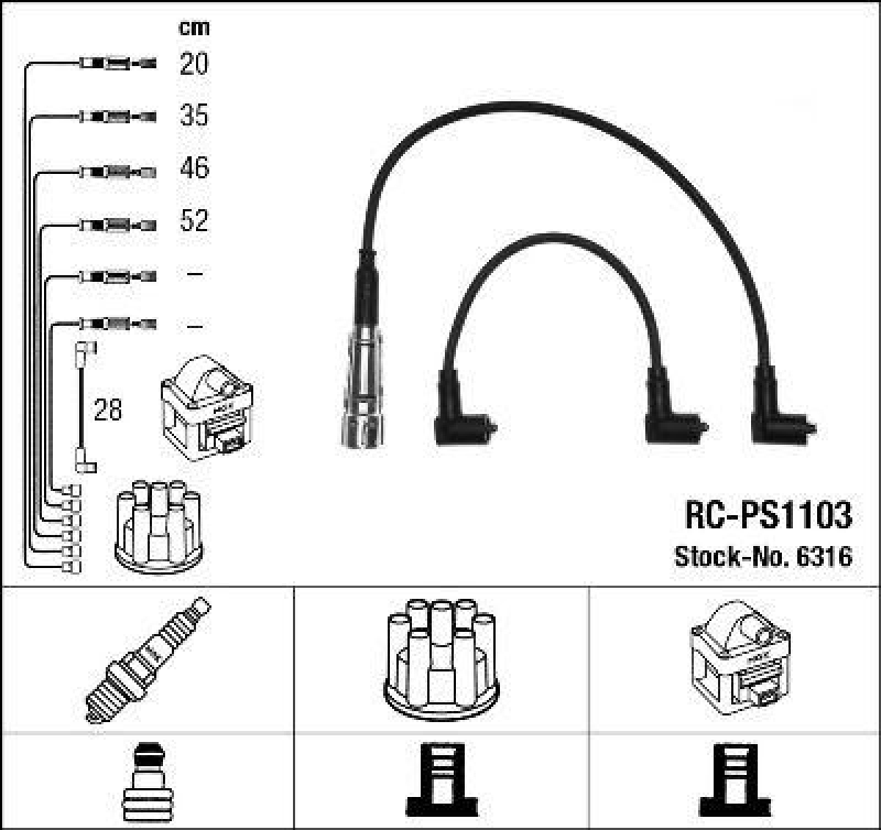NGK 6316 Z&uuml;ndleitungssatz RC-PS1103 |Z&uuml;ndkabel